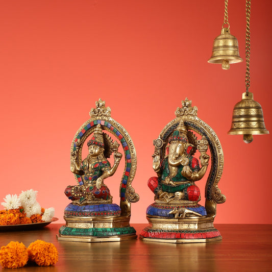 Brass ganesh lakshmi idols 11 inch