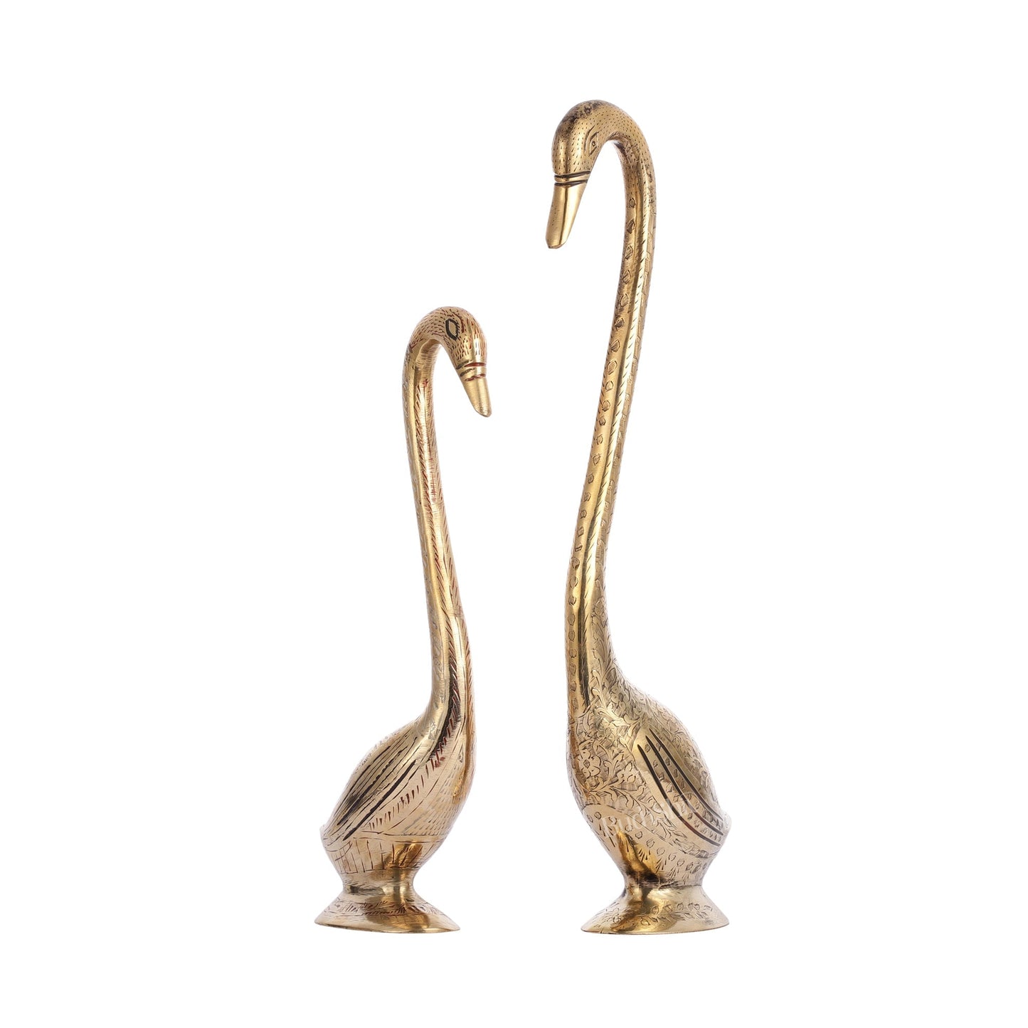 Brass Pair of Swans Showpiece - 15" Height | Elegant Home Decor