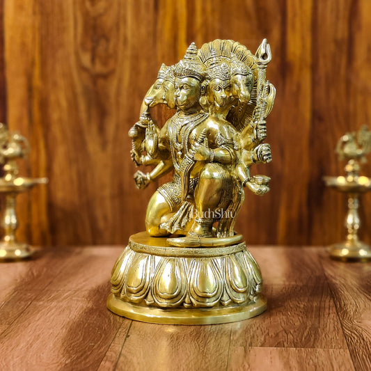 Brass Panchmukhi Hanuman 13" antique gold