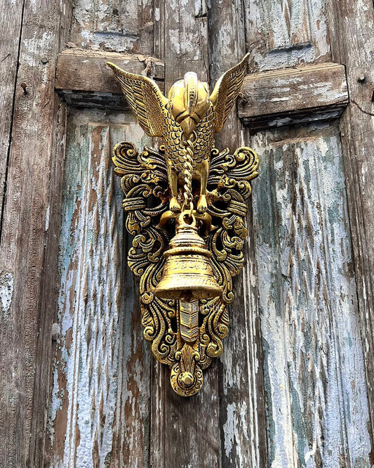 Brass Parrot Wall Hanging Bell - 10 inch