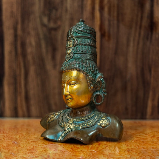 Brass Parvati Bust statue 12"