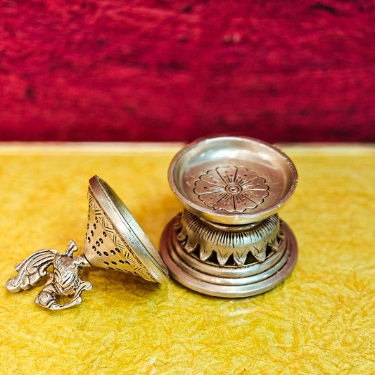 Brass Peacock Design Dhoop Burner | Loban Daan for Aromatic Experience 6.5"