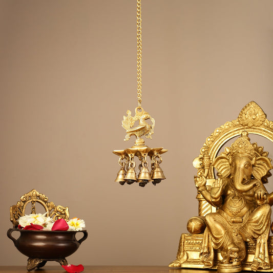 Brass peacock Hanging lamp 20"