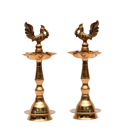 Brass Peacock Lamp 11"