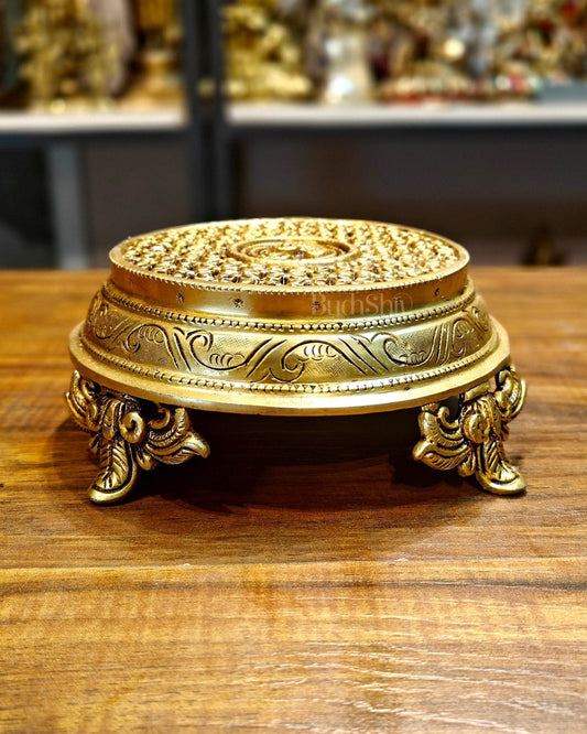 Brass Pooja Chowki aasan for idols - 7x7 inch