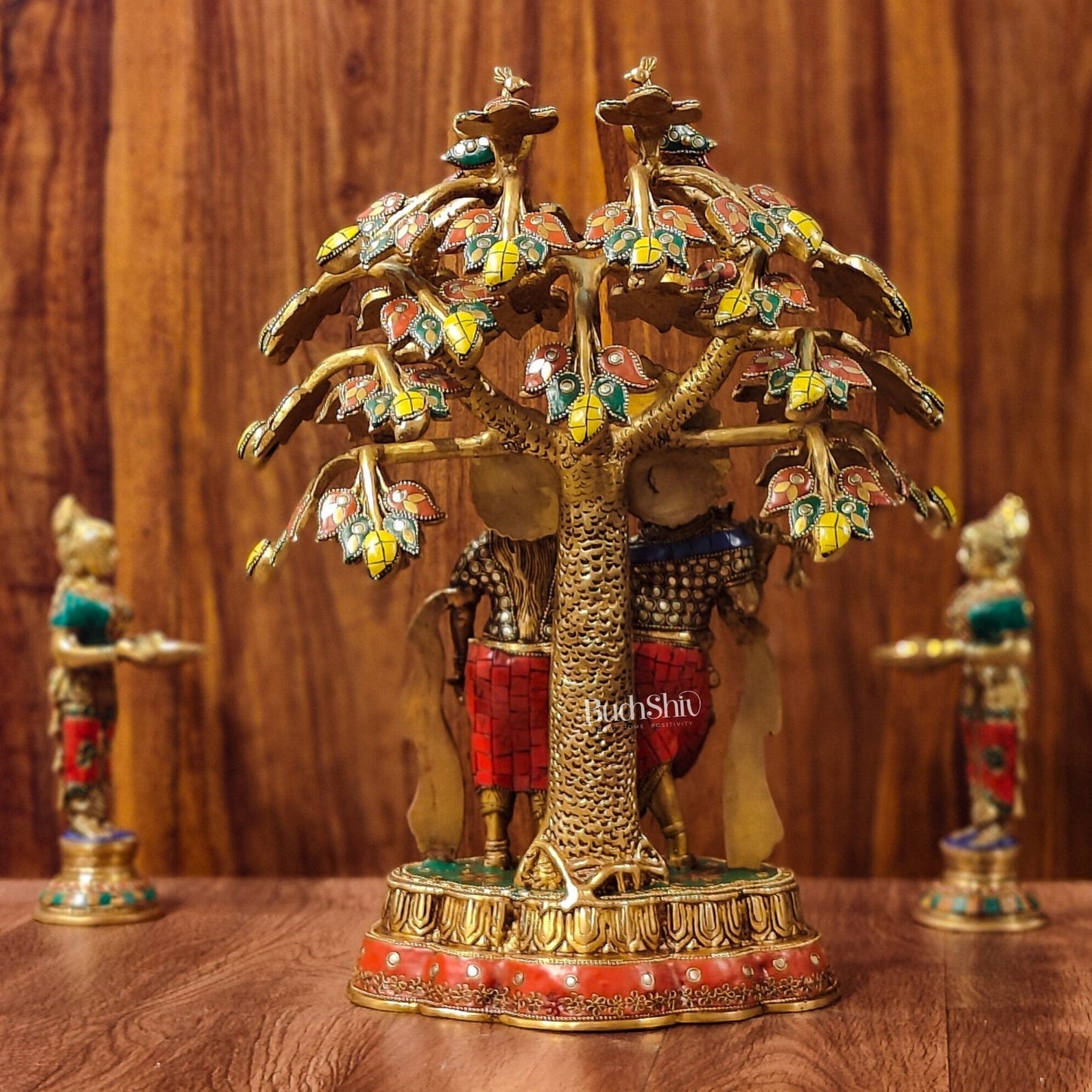 Brass Radha Krishna Under tree Statue 18"