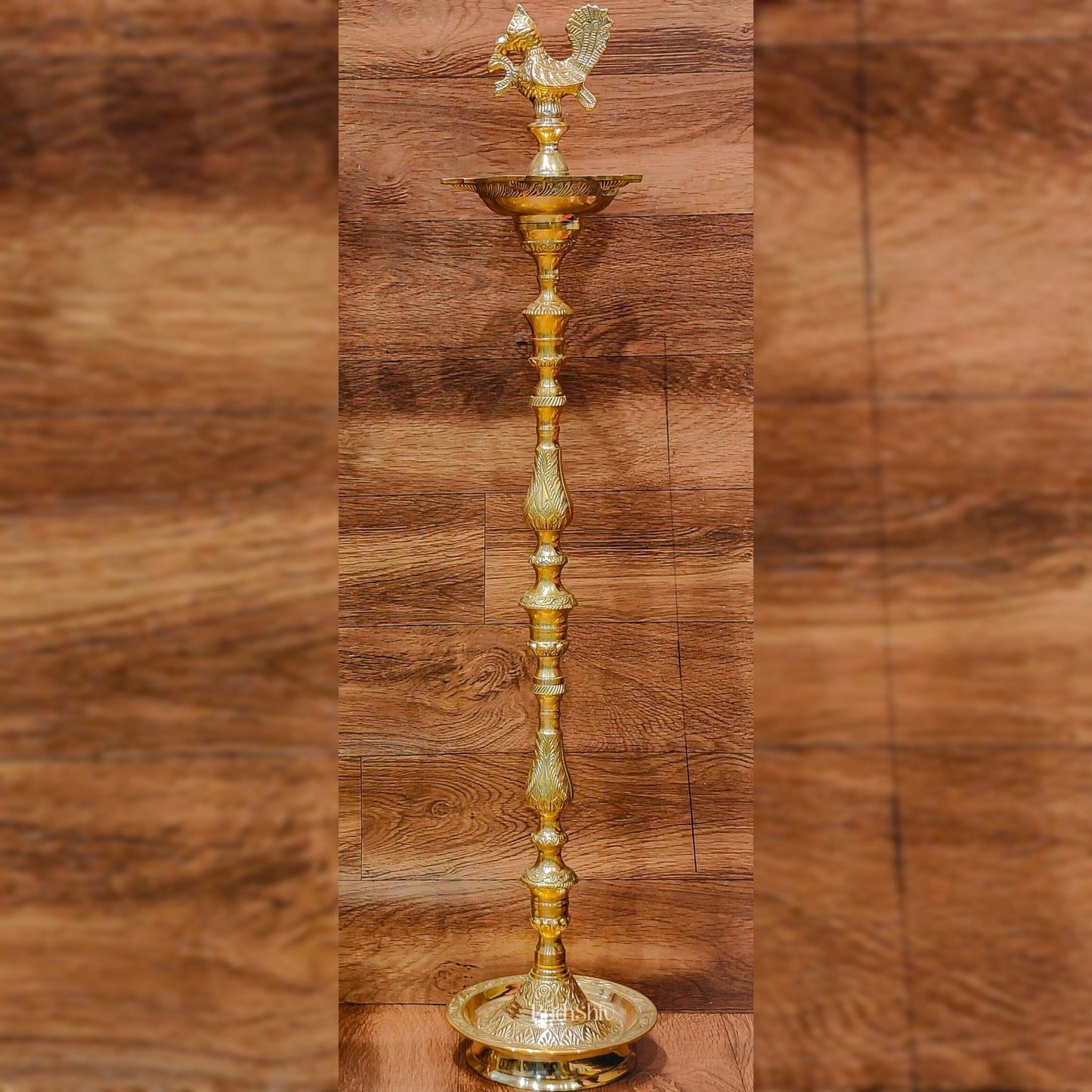 Brass Samai Peacock Inaugration Lamps 4 feet