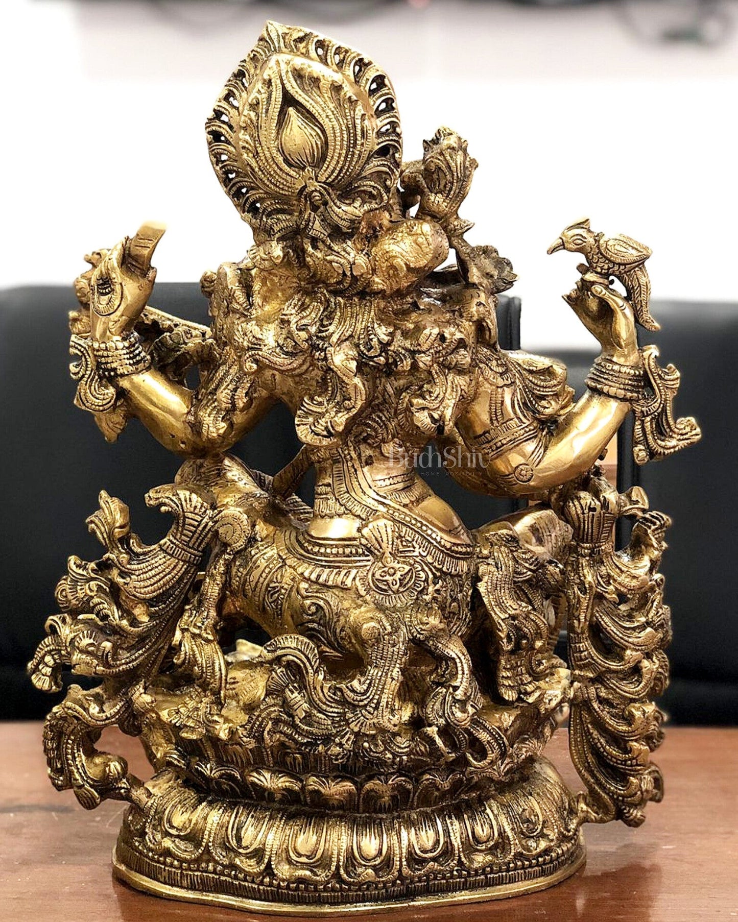 Exquisite Superfine Brass Saraswati Idol - 16" Divine Sculpture