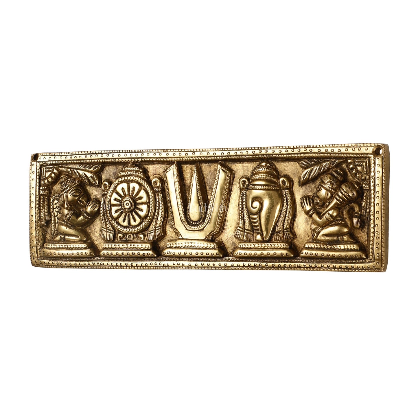 Brass Shank Chakra Namah Wall hanging 10 inch Antique