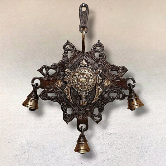 Brass Shankh Chakra Namaha wall hanging 10 "