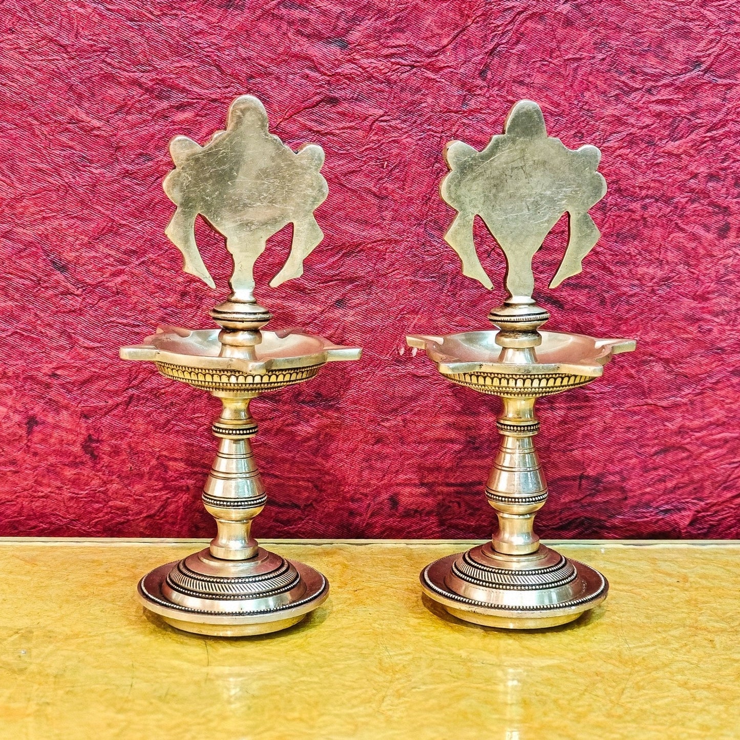 Brass Shanku Chakra Diyas 9"