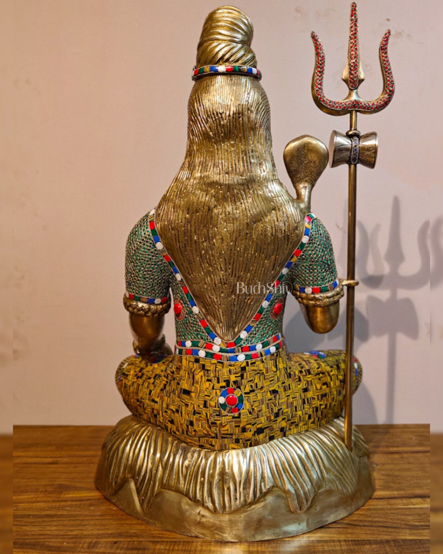 Brass Shiva statue 3 feet 35 inches with stonework