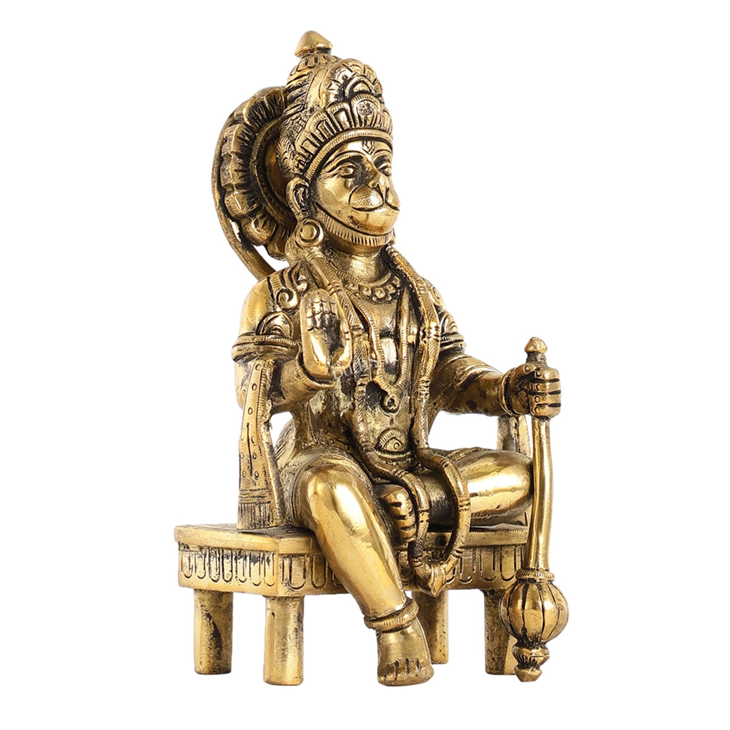 Brass Sitting Lord Hanuman Statue - 6 Inch
