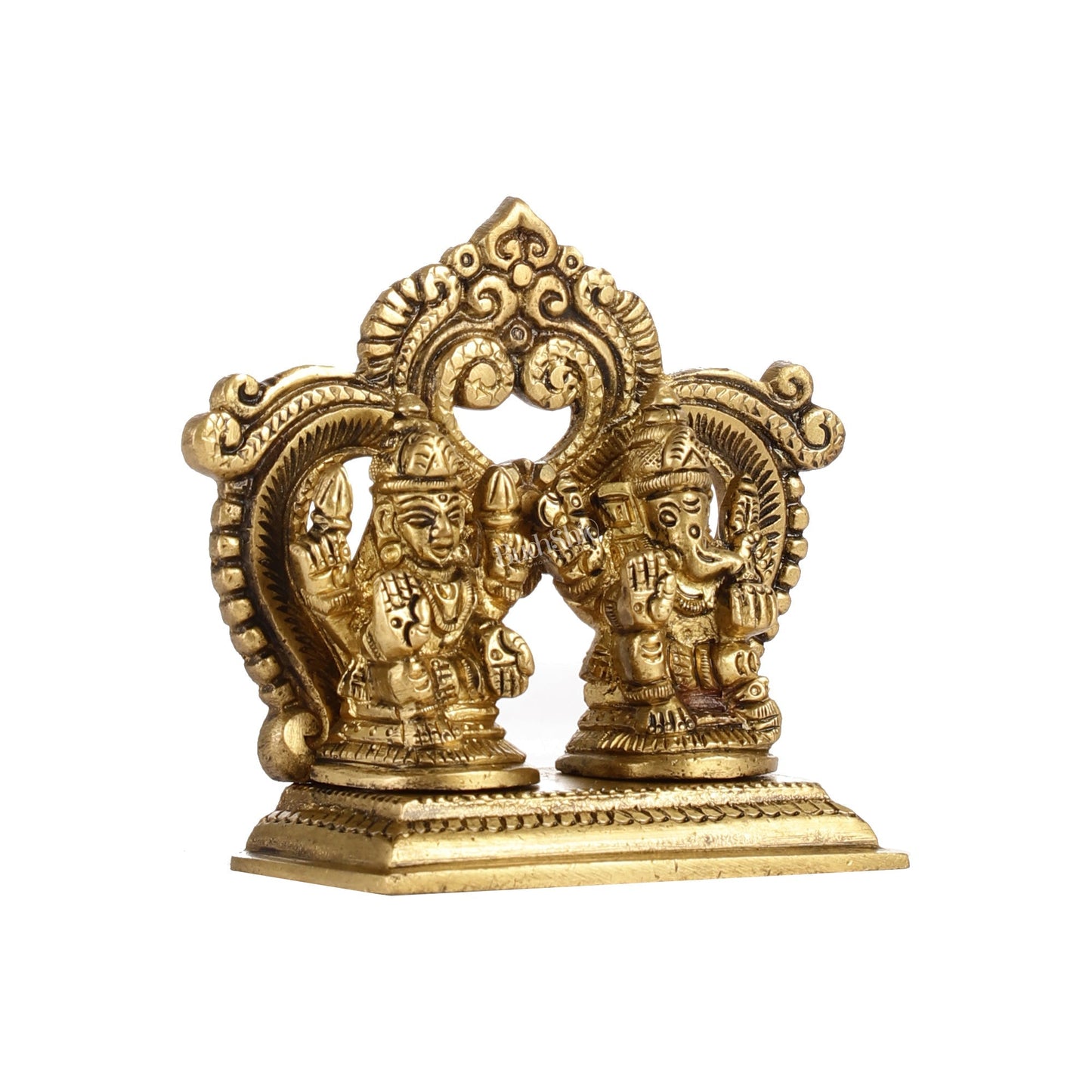 Brass small Ganesh Lakshmi idol 3.5 inch