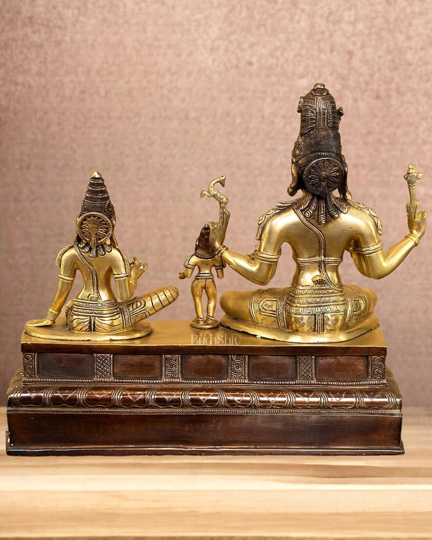 Brass Somaskanda Statue - Lord Shiva, Parvati, Murugan 15 inch