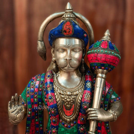 Brass Standing Hanuman Statue 27"