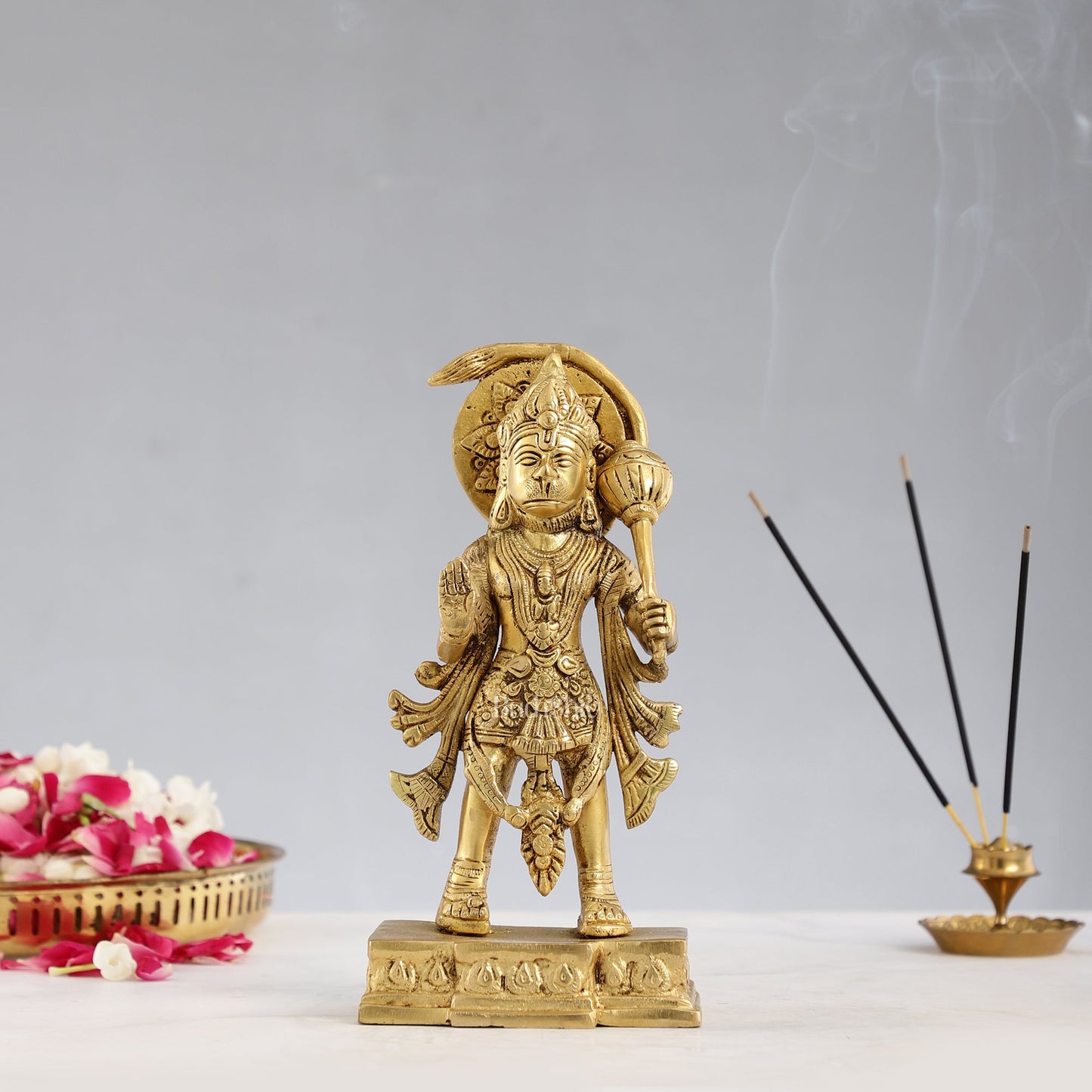 Brass Standing Superfine Lord Hanuman Idol - 9x4.5x3 Inch