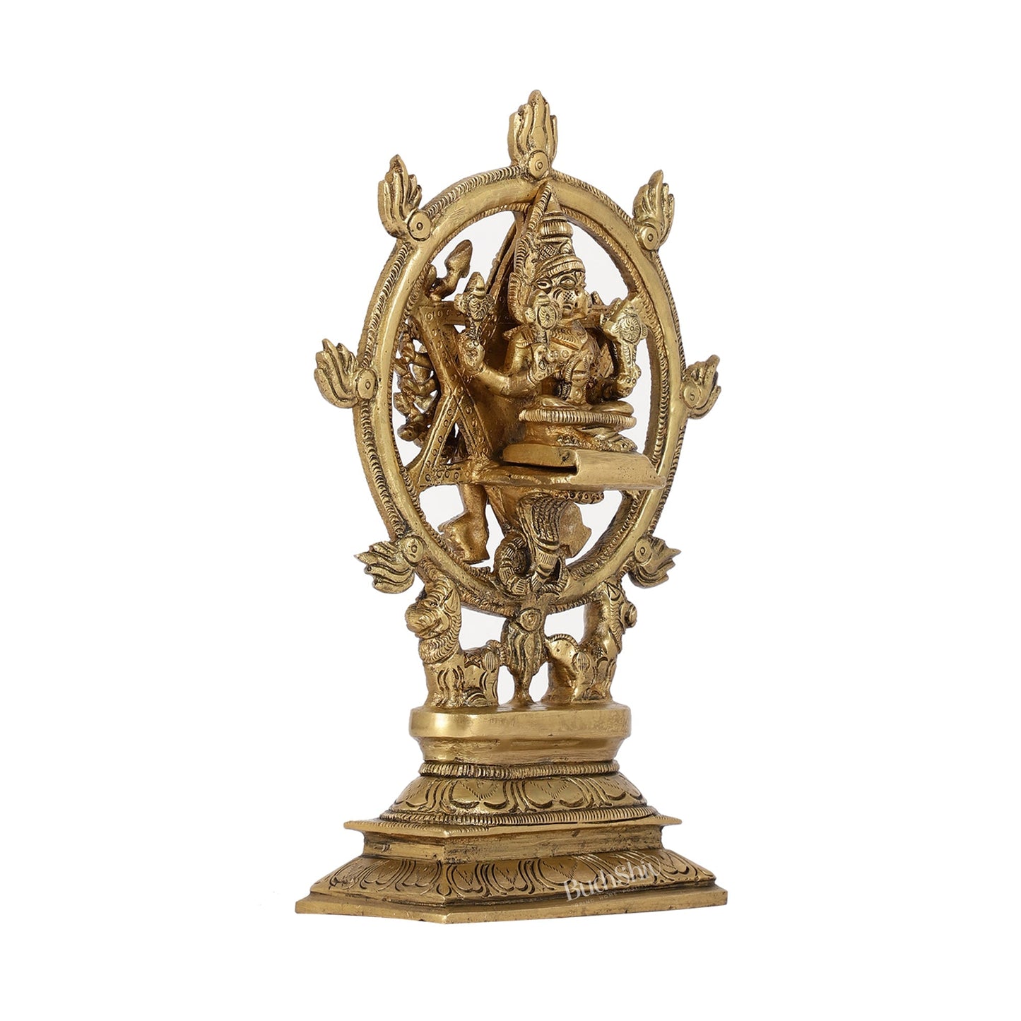 Brass Sudharashna Chakara Vishnu and Narsimha Chakrathazhwar 9.5"