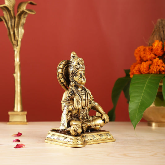 Brass superfine Aashirwaad Lord Hanuman murti 6.5 inch