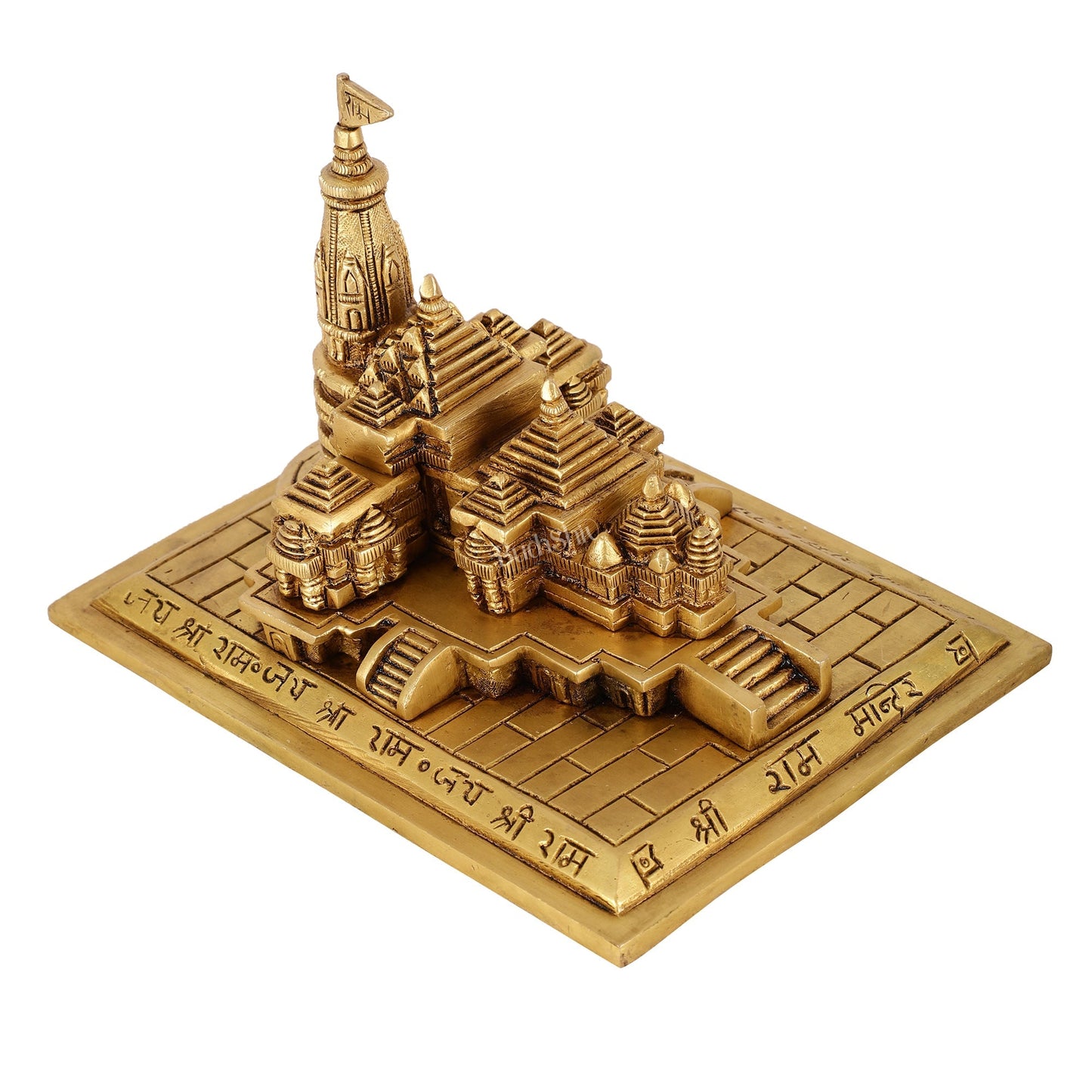 Brass Superfine Ayodhya Shri Ram Mandir Statue - 5 Inch