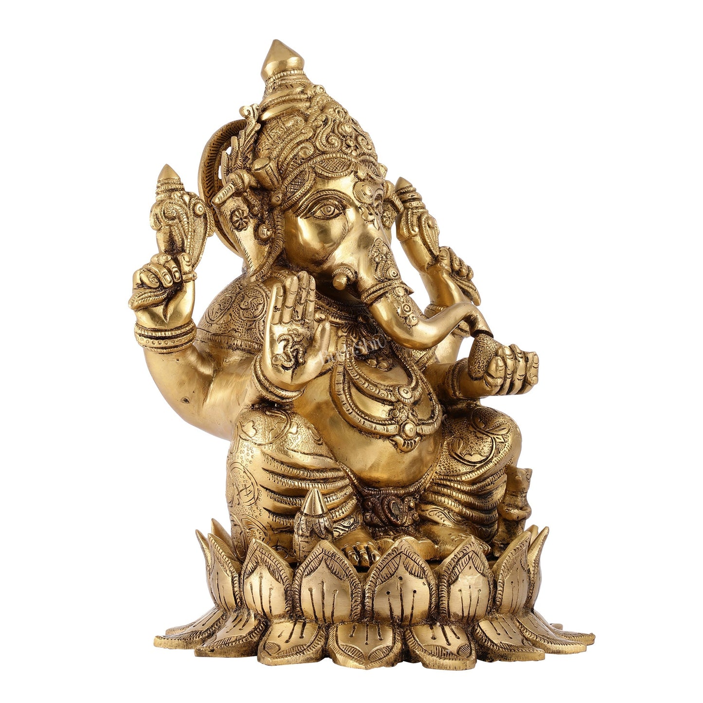 Brass Superfine Big Lord Ganesha Idol for Entrance or Home Temple | Height 15.5 inch