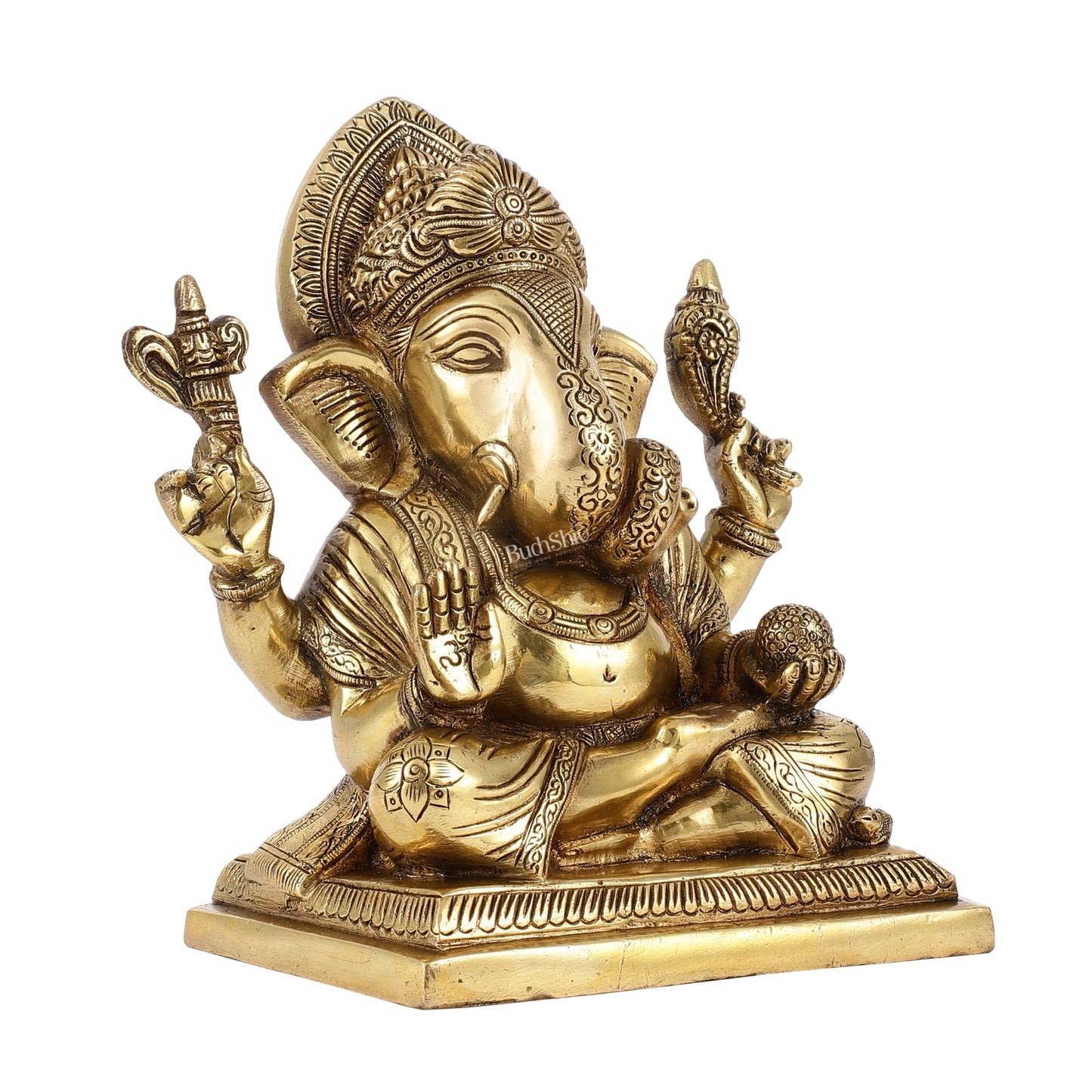 Brass Superfine Dagdusheth Ganapati Idol | Height 8.5 inch