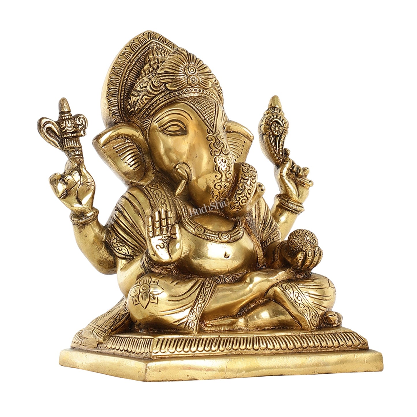 Brass Superfine Dagdusheth Ganapati Idol | Height 8.5 inch