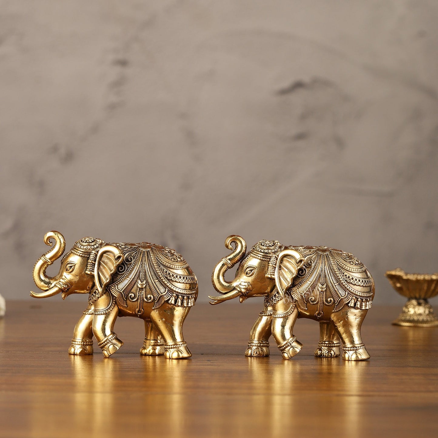 Brass Superfine Elephant Miniature pair Showpieces 3"