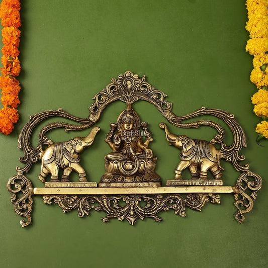 Brass Superfine Gajalakshmi Wall Hanging - 11.5 x18 inch