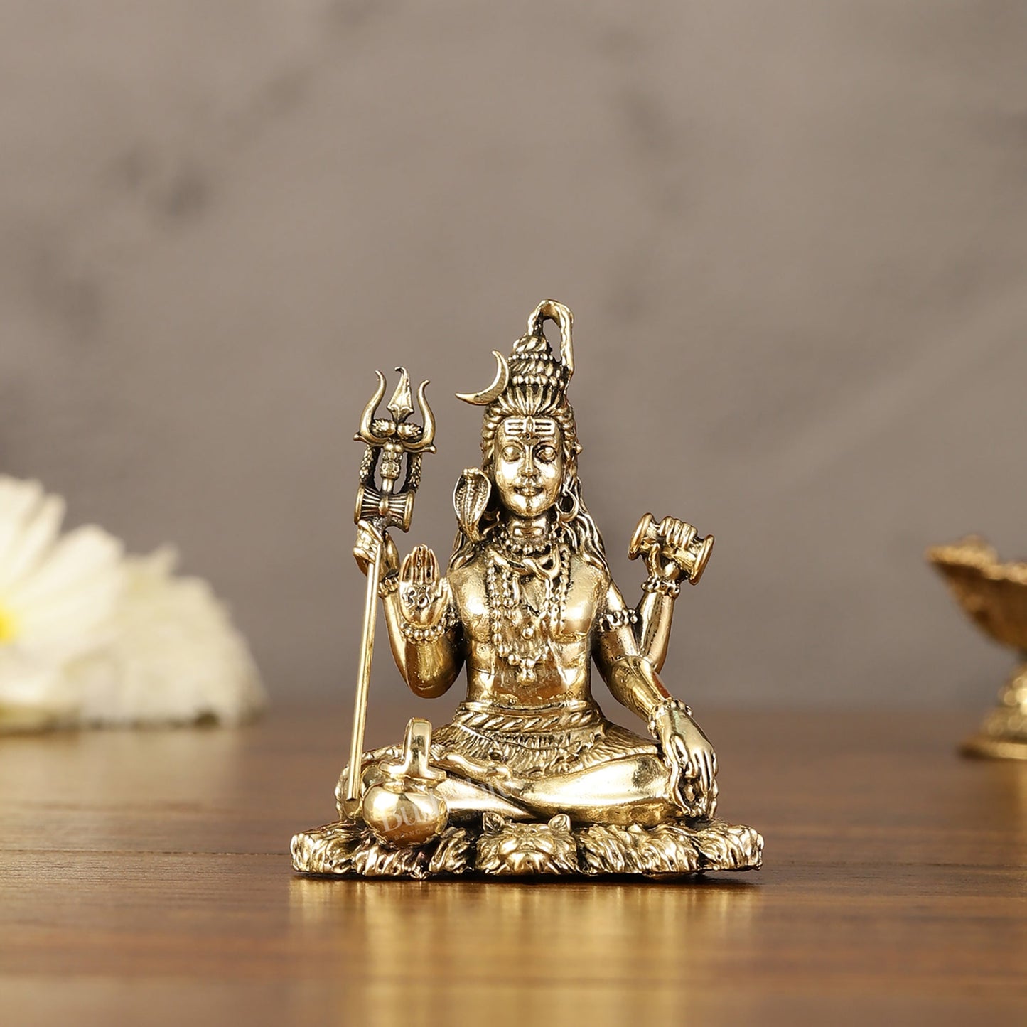 Brass Superfine Intricately Crafted Lord Shiva Idol - 3"