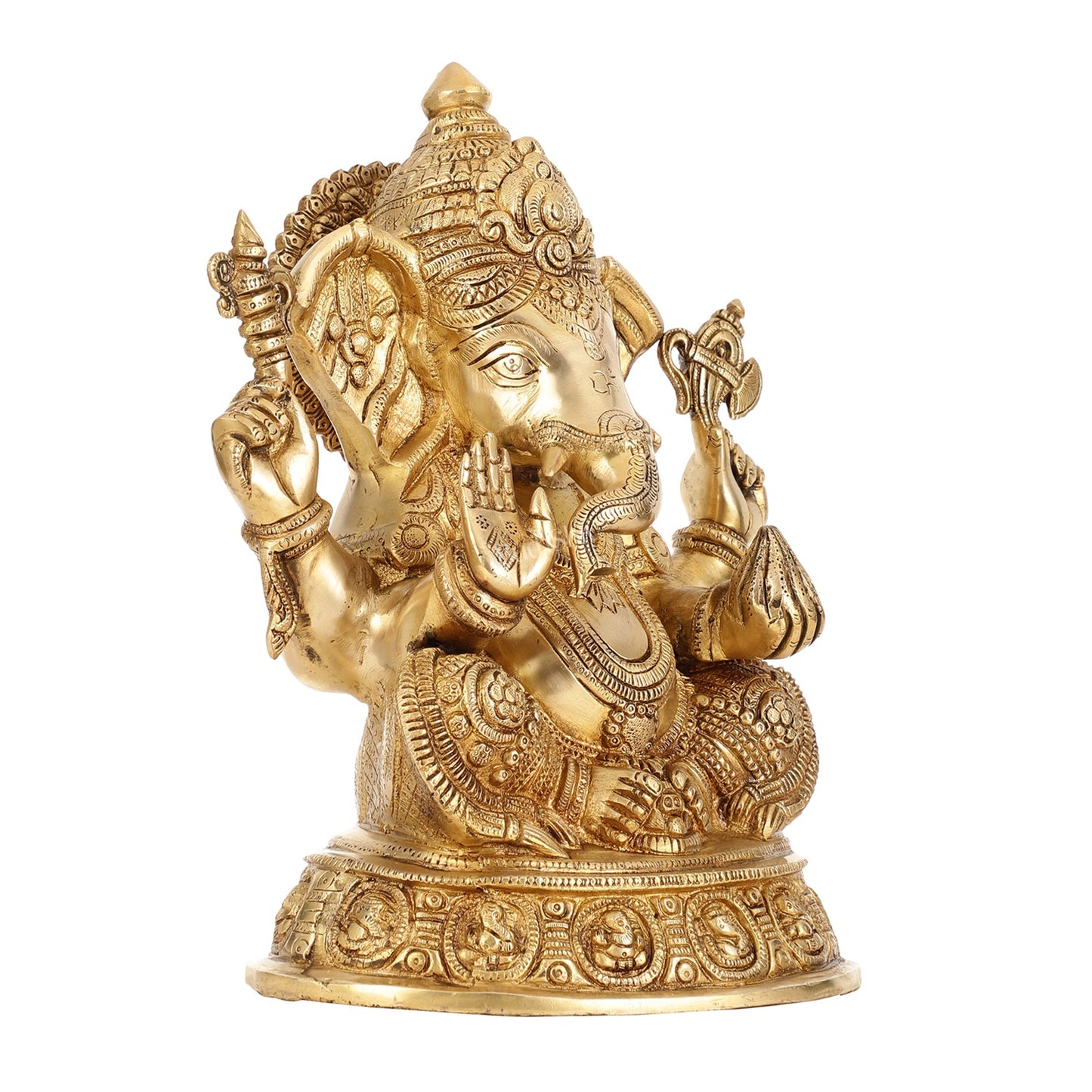 Brass Superfine Lord Ganesha Idol with right side trunk 15 inch