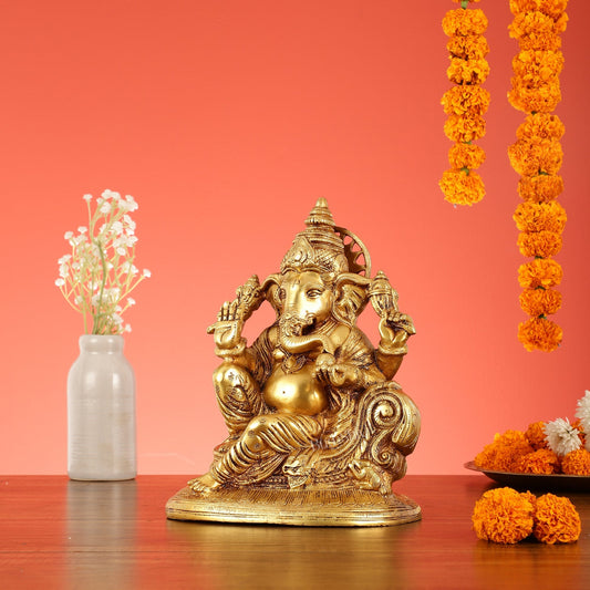 Brass Superfine Lord Ganesha Murti - 10 Inch idol