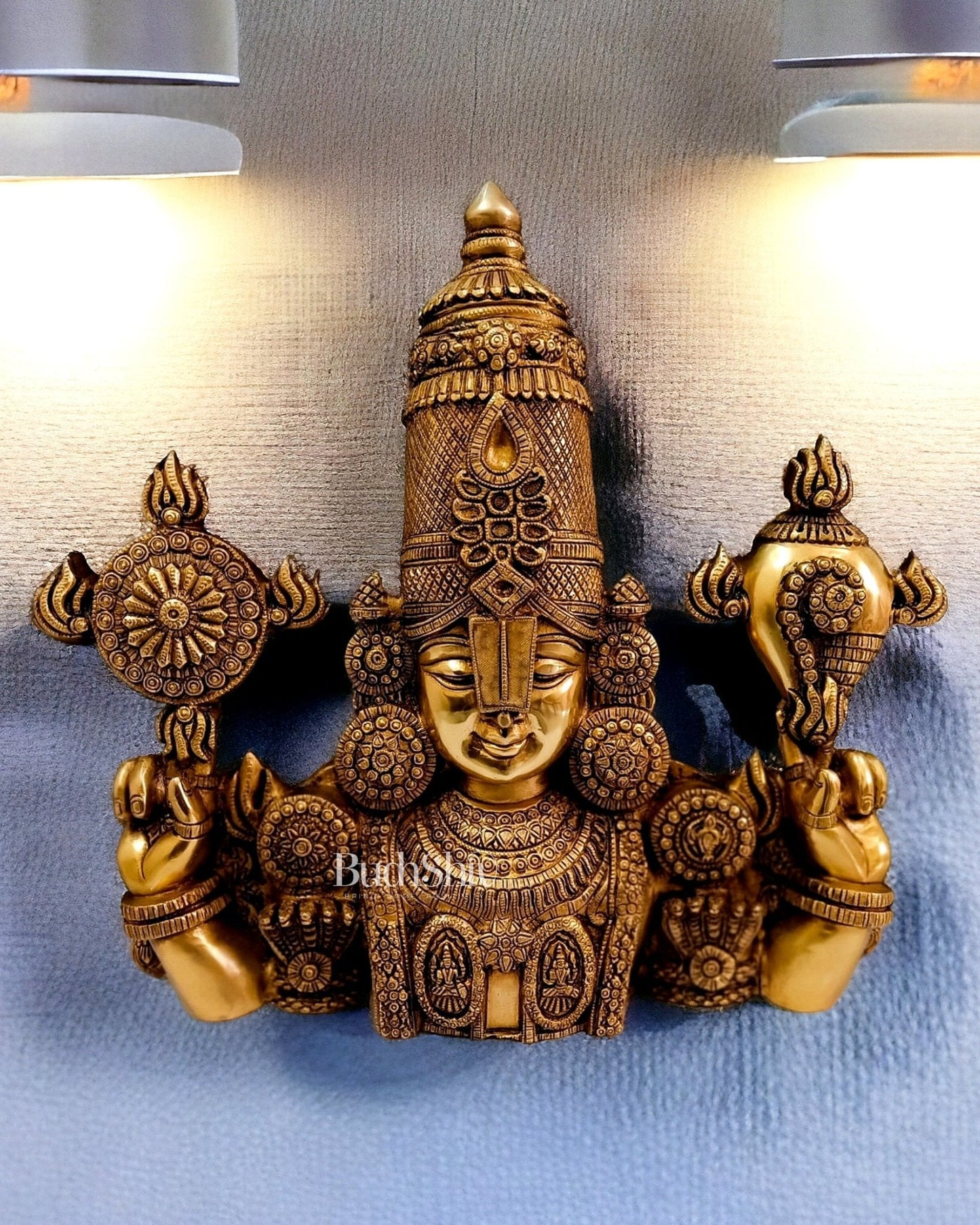 Brass Superfine Lord Venkateshwara Swamy Tirupati Balaji Face Bust Wall Hanging
