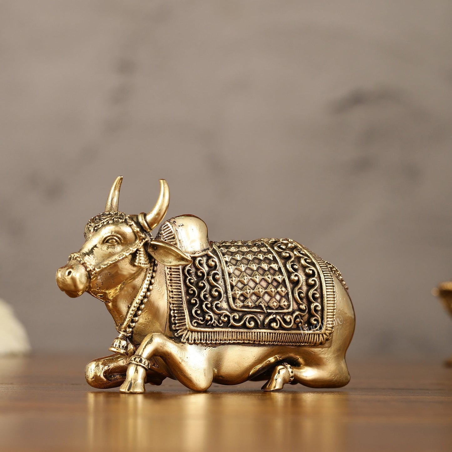 Brass Superfine Miniature Nandi Idol - 4"