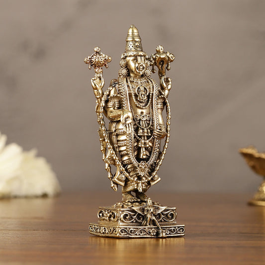 Brass Superfine Miniature Tirupati Balaji Lord Venkateshwara Perumal Idol - 4"