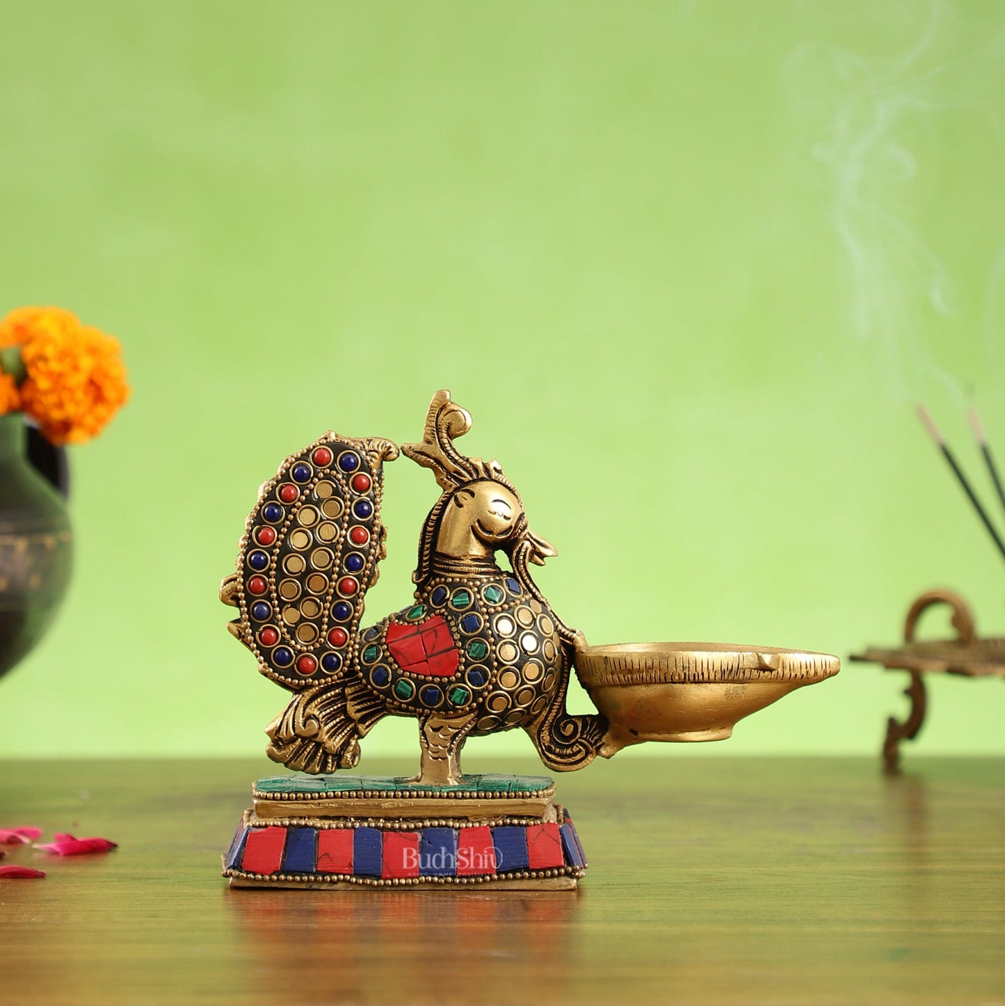 Brass superfine peacock/annam pakshi diya 5"