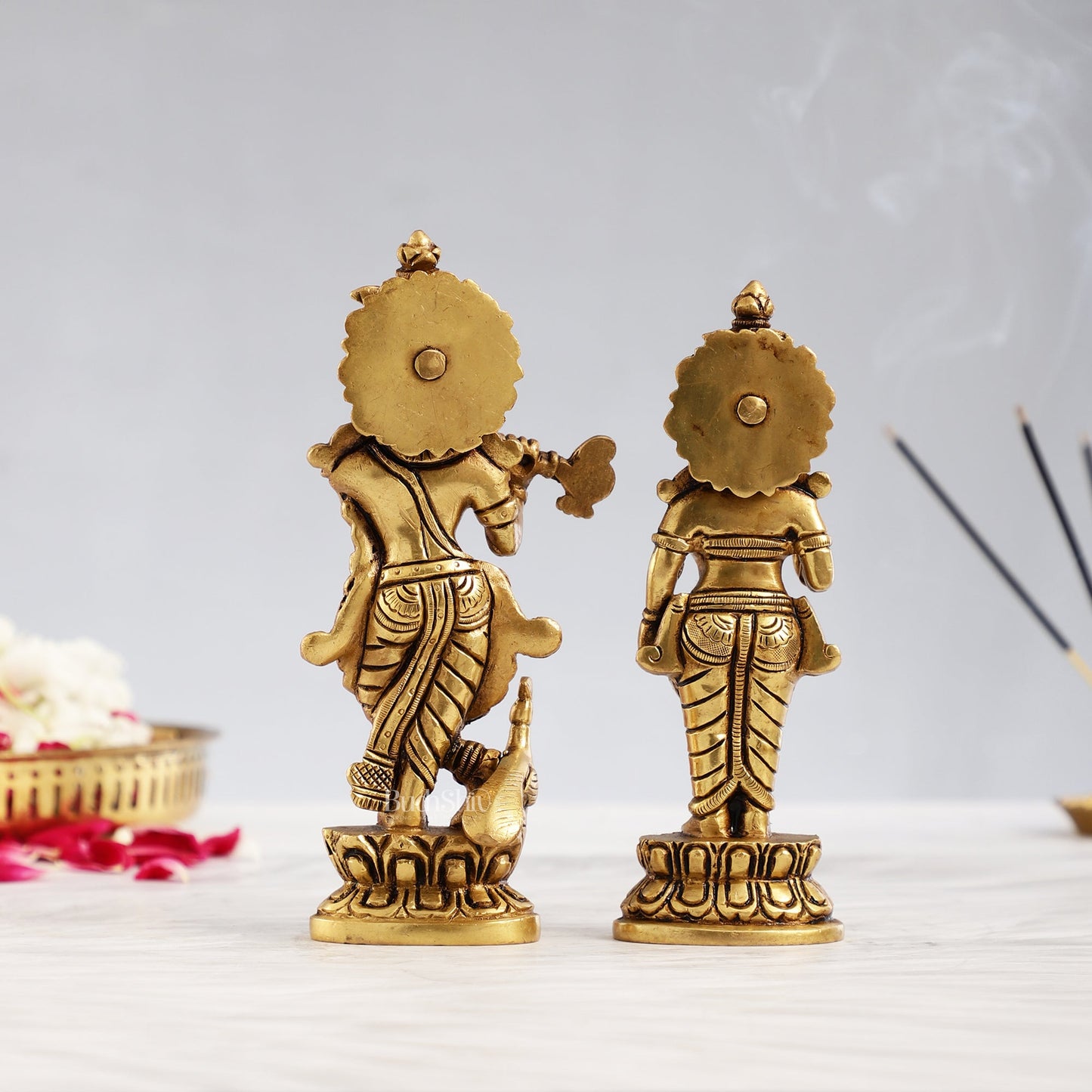 Elegant Brass Radha Krishna Idols – Handcrafted Superfine Statues for Home Temples 7"