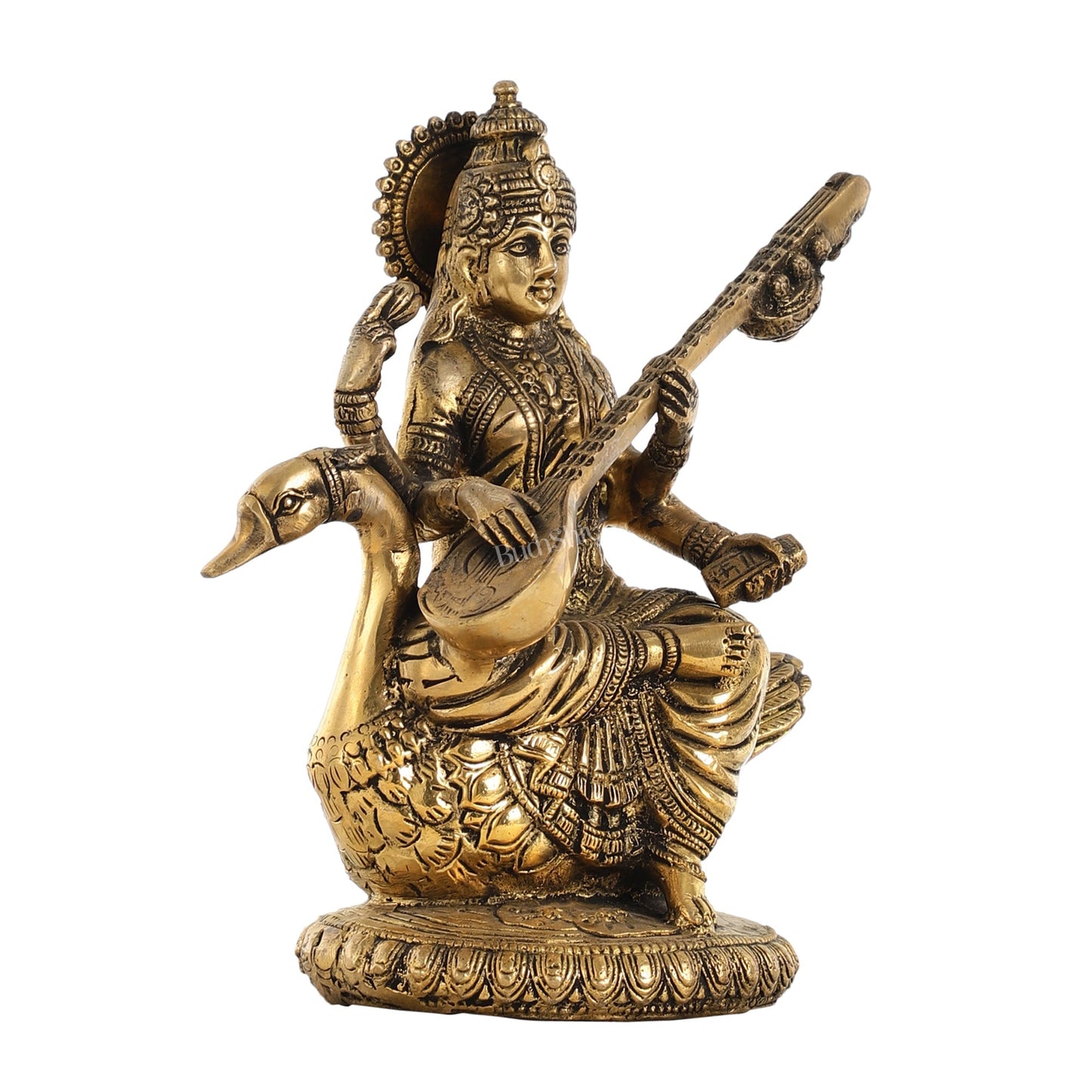 Brass Superfine Saraswati Idol - 8.5 Inch