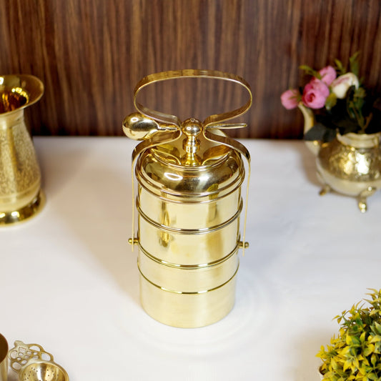 Brass Tiffin Box / Lunch Box With Tin Coating