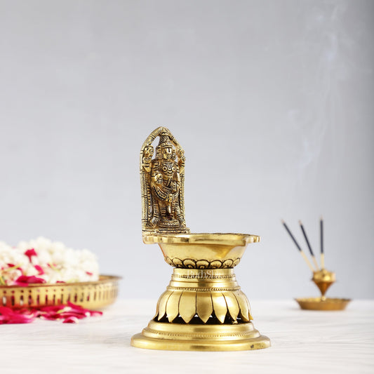 Brass Tirupati Balaji Lamp 7"
