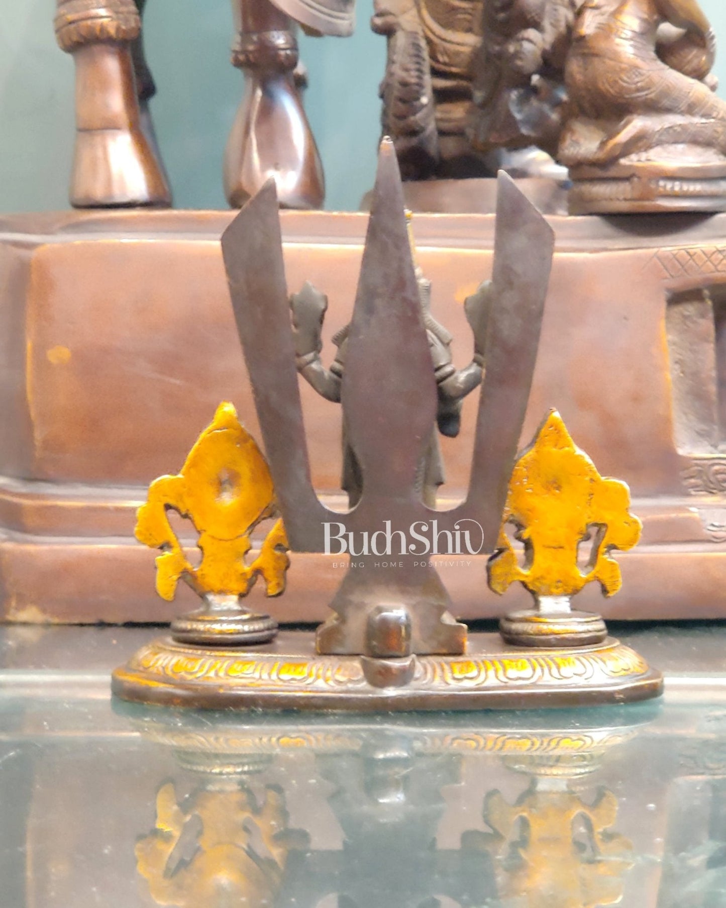 Brass Tirupati balaji Shankh Chakra Namah Accent 5 inch black gold