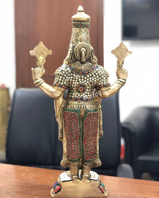 Brass Tirupati Balaji Statue Lord Venkateshwara Swamy Handcrafted 18 inch