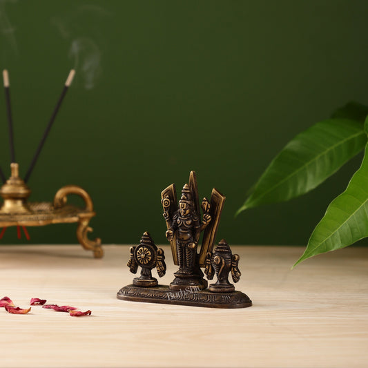 Brass tirupati balaji with Shankh Chakra namah 4"