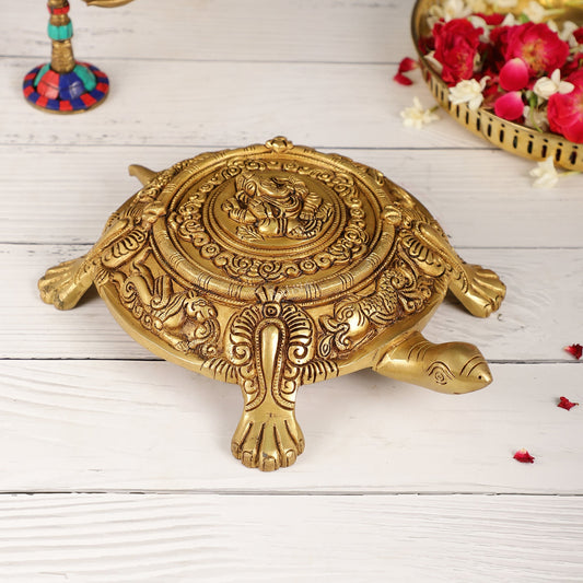 Brass Tortoise with Ganesha engraved