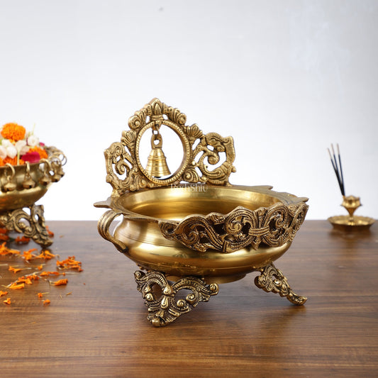 Brass Urli with bell 9.5 inch