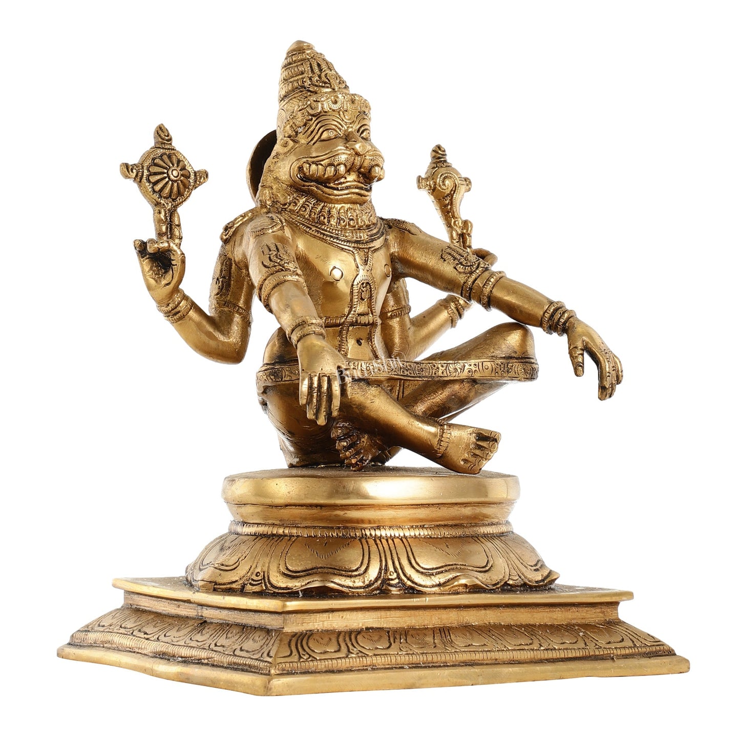 Brass Yog Narasimha Statue 11"