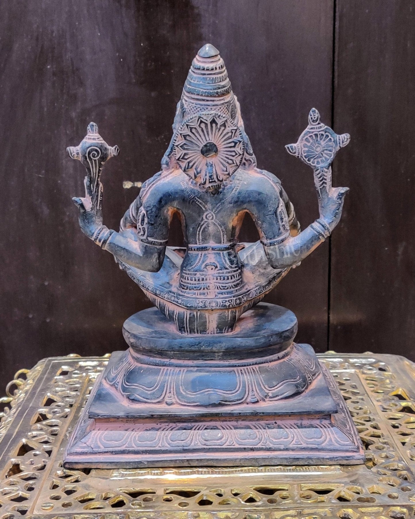 Brass Ugra Yog Narsimha Statue 11"