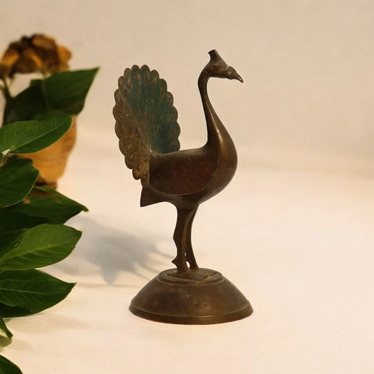 brass vintage peacock statue