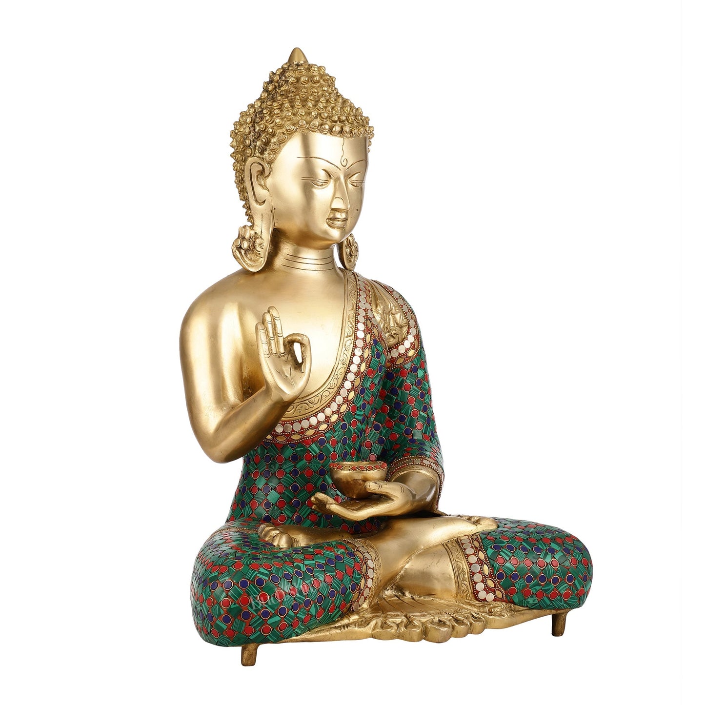 Buddha Brass Idol | Gautama Buddha in Abhayamudra Pose | Handcrafted 20 inch