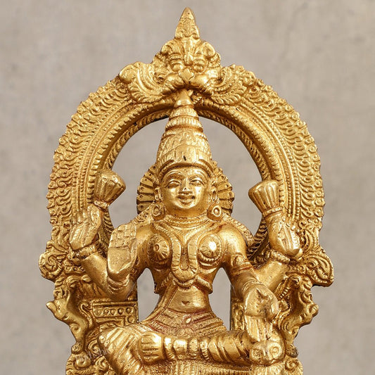 Buy Pure Brass Goddess Lakshmi Idol with Arch - 7 Inches